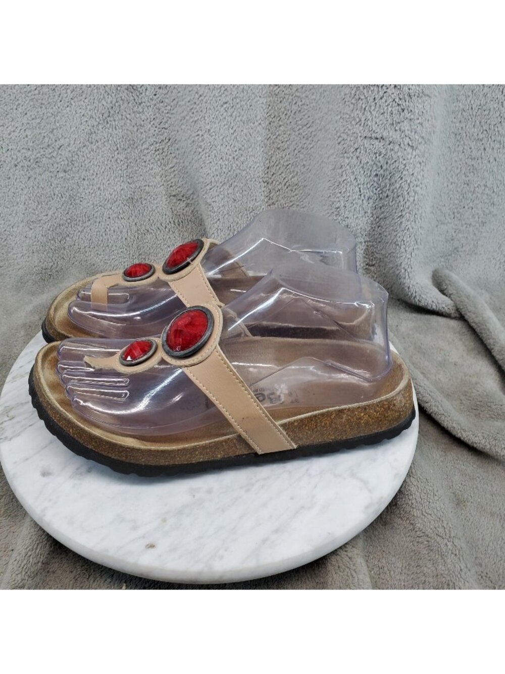 Birkenstock Shoes Womens EU 37 US 6 Tan Faux Leather Betula Thong Sandals *Read*